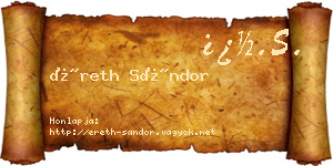 Éreth Sándor névjegykártya