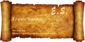 Éreth Sándor névjegykártya